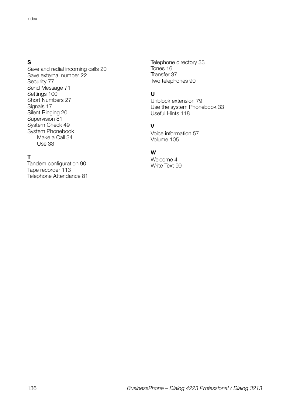 AASTRA 4223 Professional for BusinessPhone User Guide User Manual | Page 136 / 138