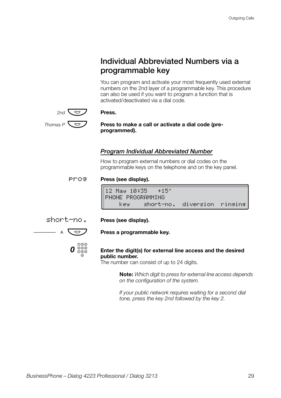 Program individual abbreviated number | AASTRA 4223 Professional for BusinessPhone User Guide User Manual | Page 29 / 138