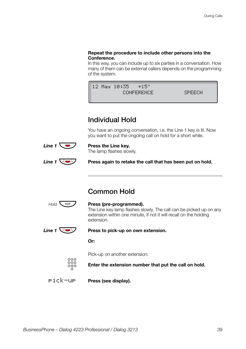 Individual hold, Common hold | AASTRA 4223 Professional for BusinessPhone User Guide User Manual | Page 39 / 138