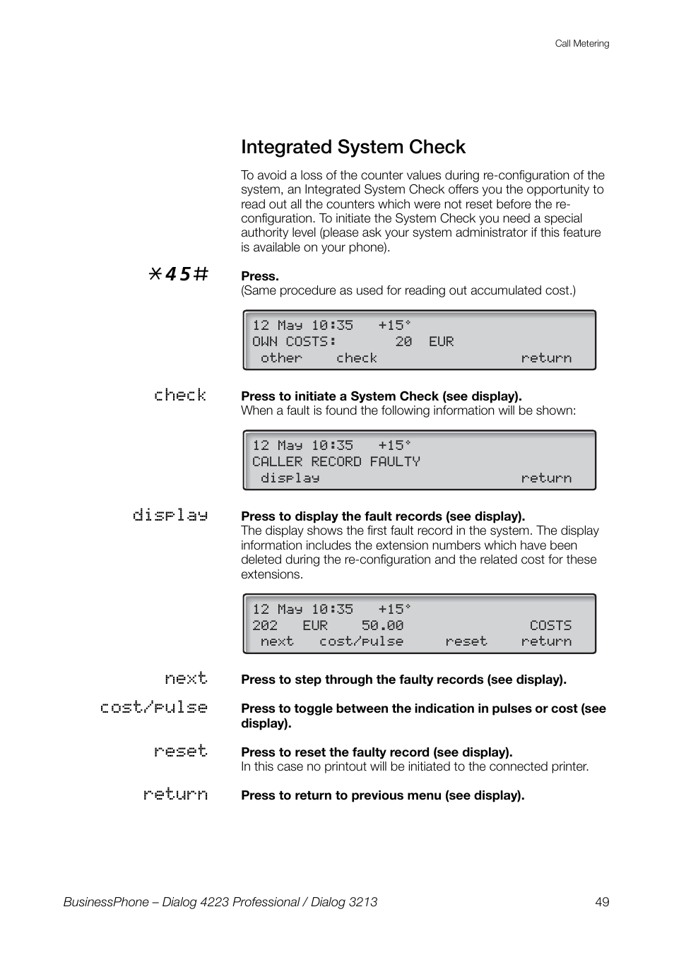 Integrated system check | AASTRA 4223 Professional for BusinessPhone User Guide User Manual | Page 49 / 138