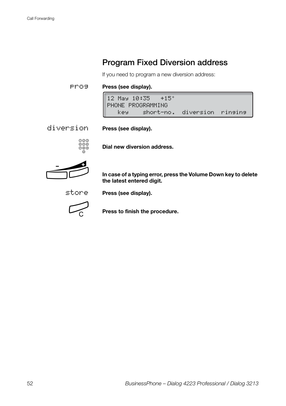 Program fixed diversion address | AASTRA 4223 Professional for BusinessPhone User Guide User Manual | Page 52 / 138