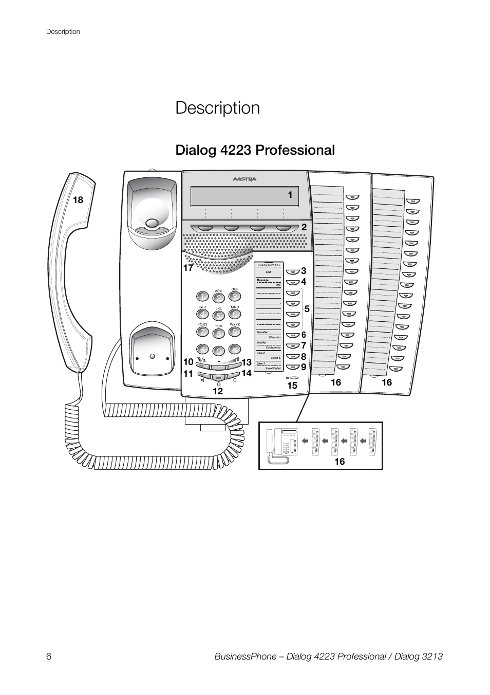 Description, Dialog 4223 professional | AASTRA 4223 Professional for BusinessPhone User Guide User Manual | Page 6 / 138
