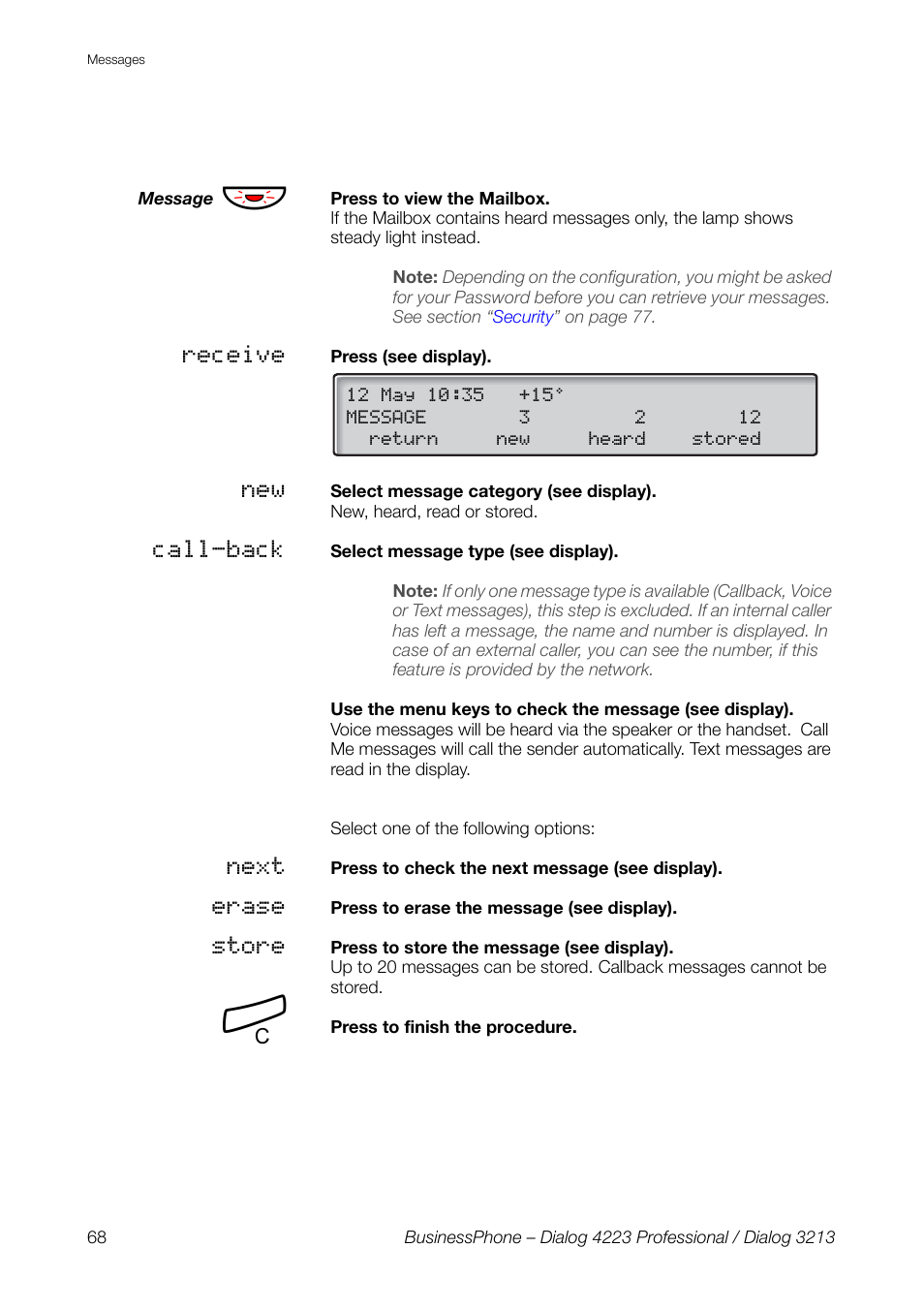AASTRA 4223 Professional for BusinessPhone User Guide User Manual | Page 68 / 138