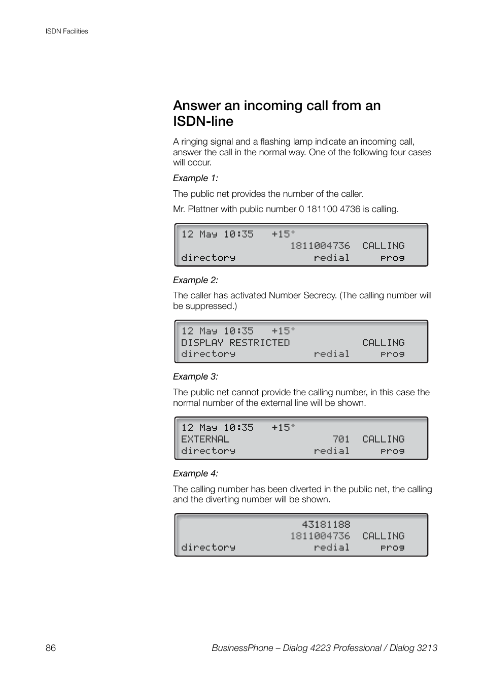 Answer an incoming call from an isdn-line | AASTRA 4223 Professional for BusinessPhone User Guide User Manual | Page 86 / 138