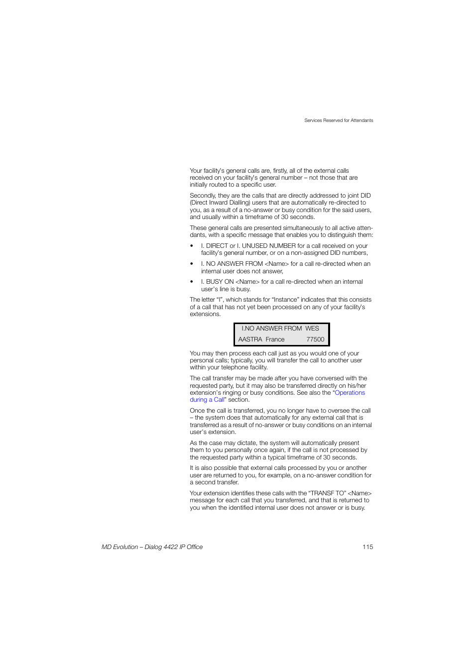 AASTRA 4422 IP Office for MD Evolution User Guide User Manual | Page 115 / 151