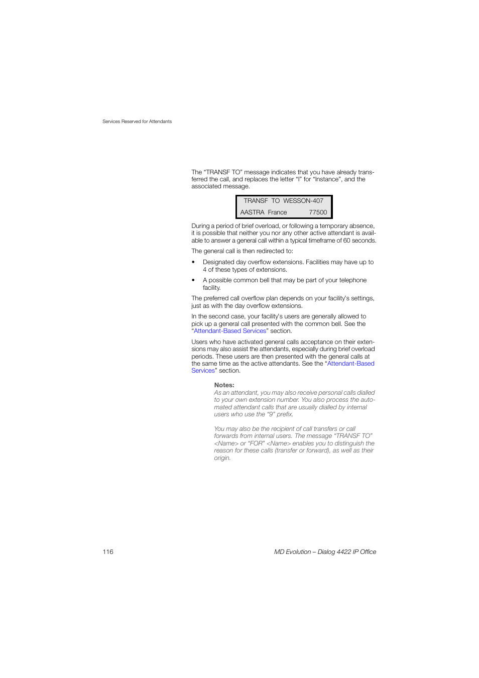 AASTRA 4422 IP Office for MD Evolution User Guide User Manual | Page 116 / 151
