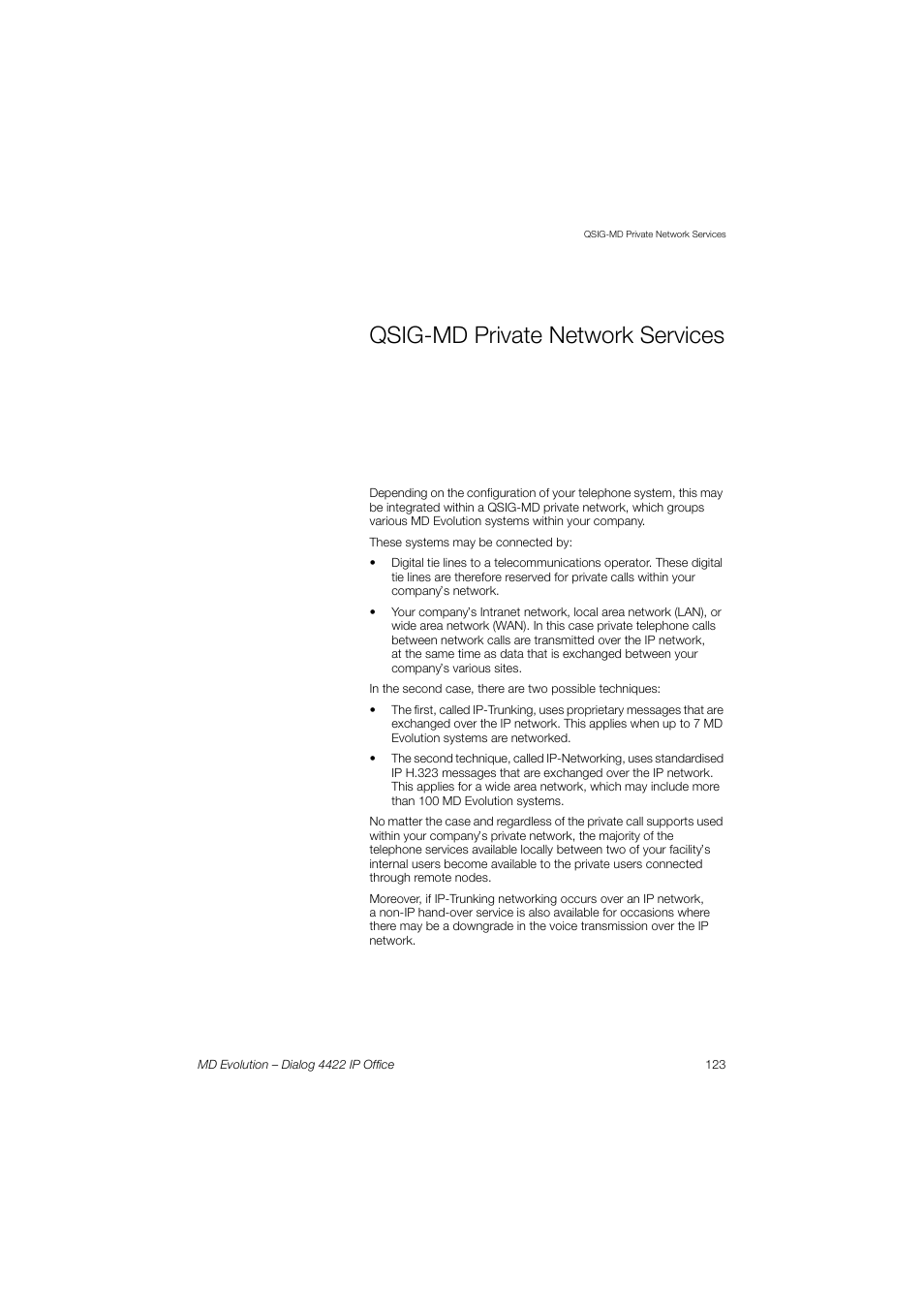 Qsig-md private network services | AASTRA 4422 IP Office for MD Evolution User Guide User Manual | Page 123 / 151