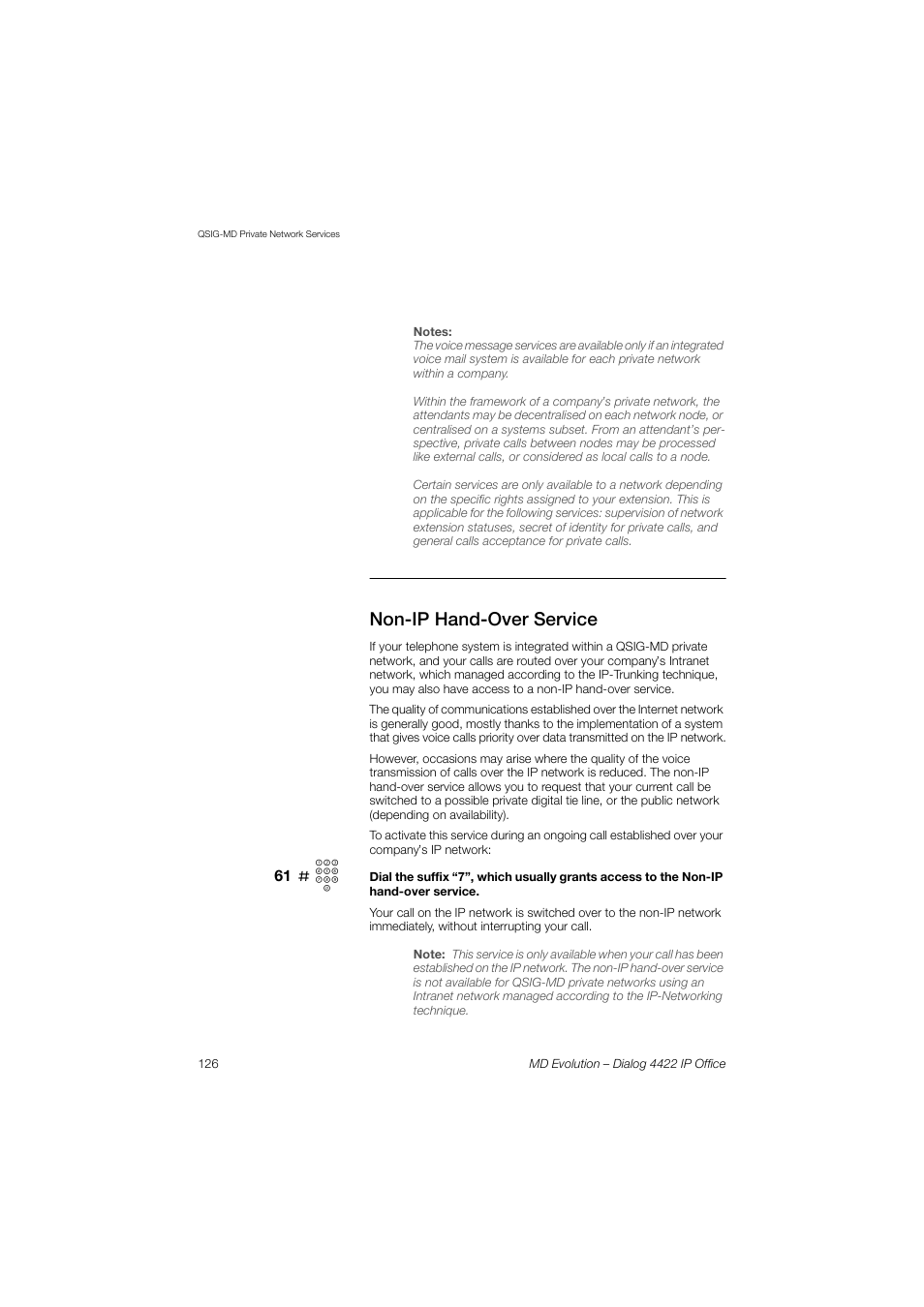 Non-ip hand-over service | AASTRA 4422 IP Office for MD Evolution User Guide User Manual | Page 126 / 151