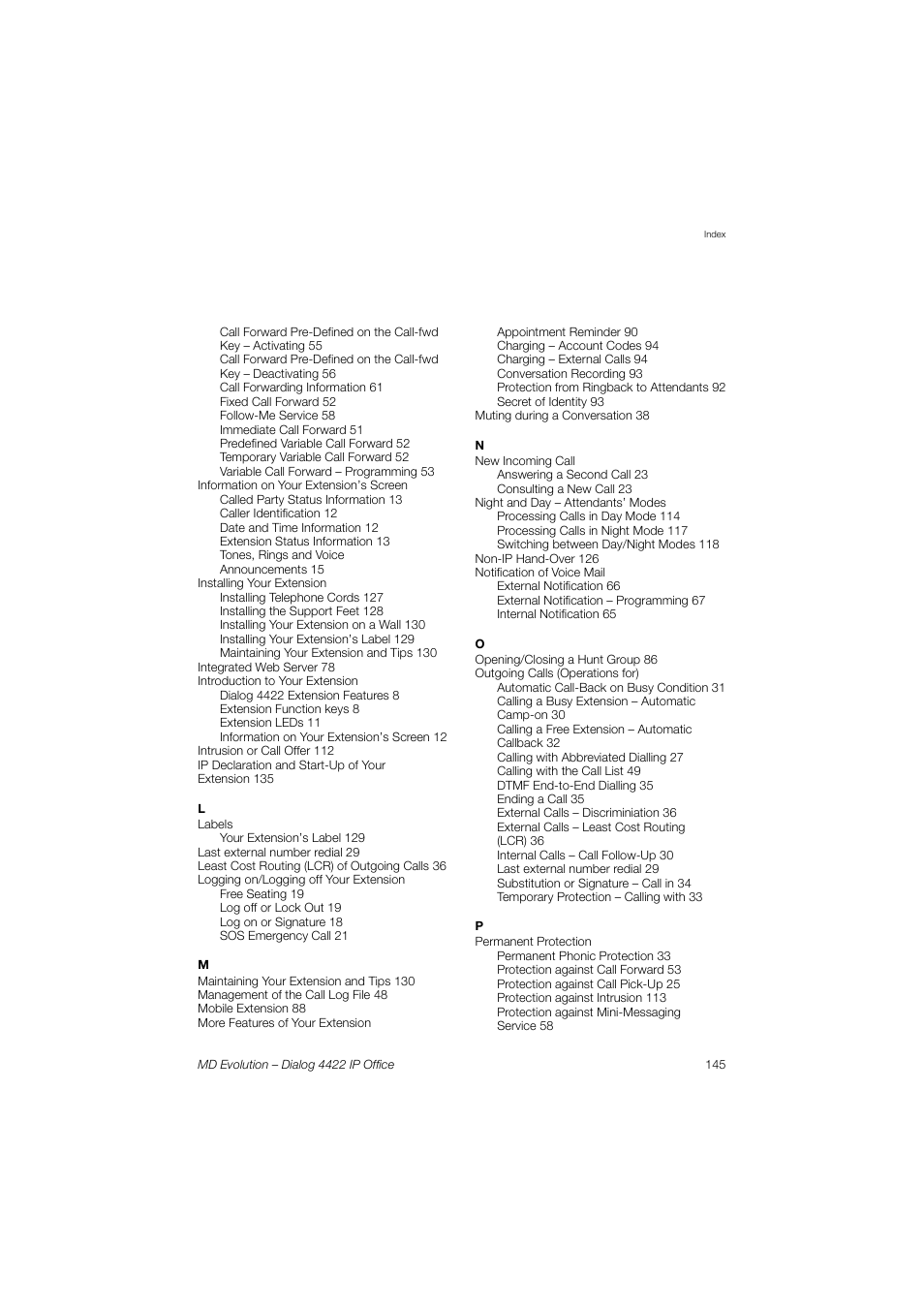 AASTRA 4422 IP Office for MD Evolution User Guide User Manual | Page 145 / 151