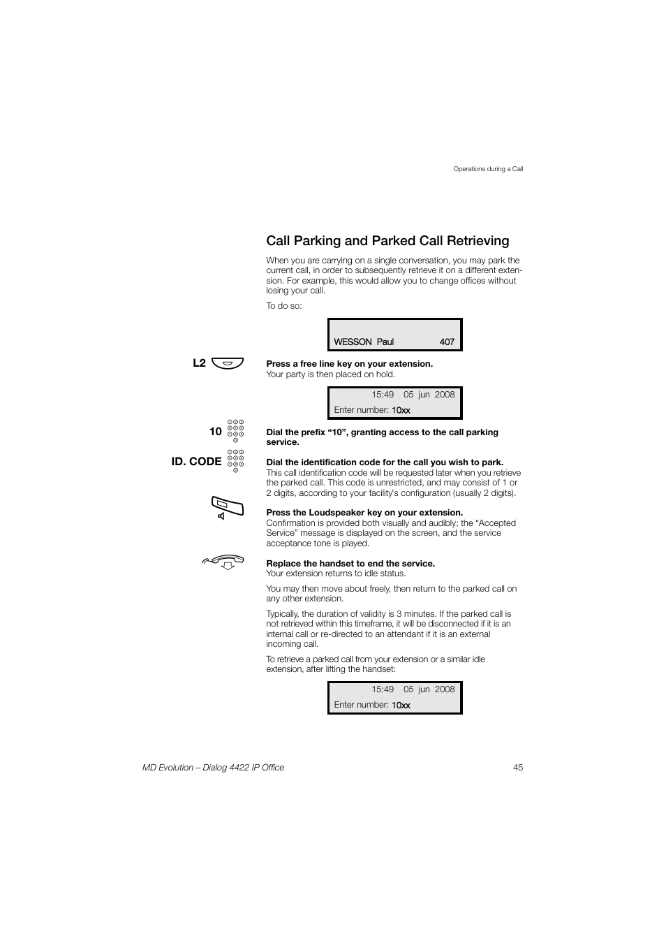 AASTRA 4422 IP Office for MD Evolution User Guide User Manual | Page 45 / 151