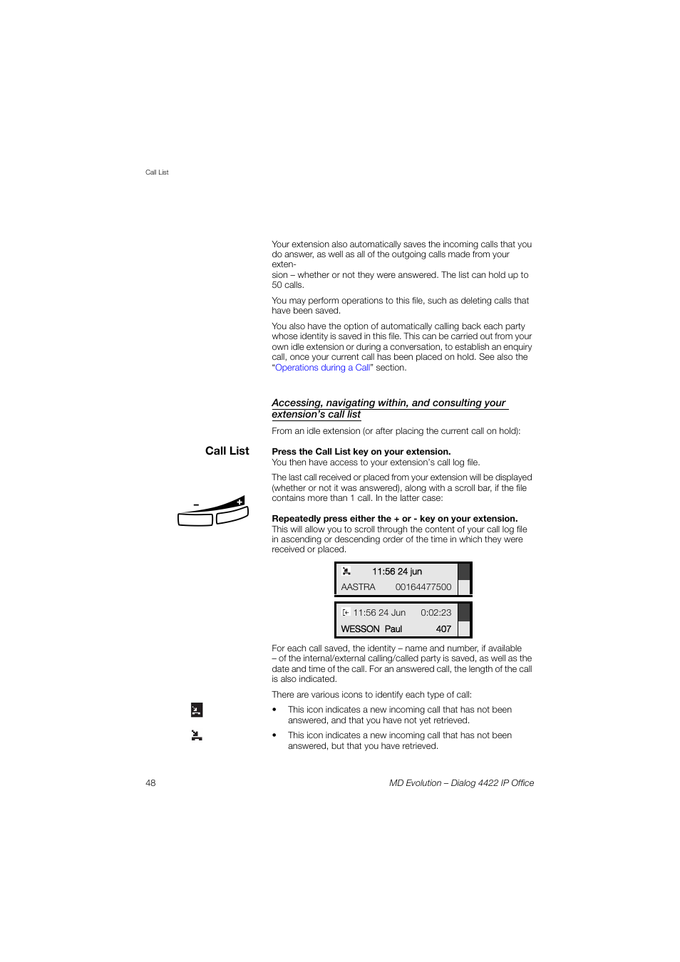 AASTRA 4422 IP Office for MD Evolution User Guide User Manual | Page 48 / 151