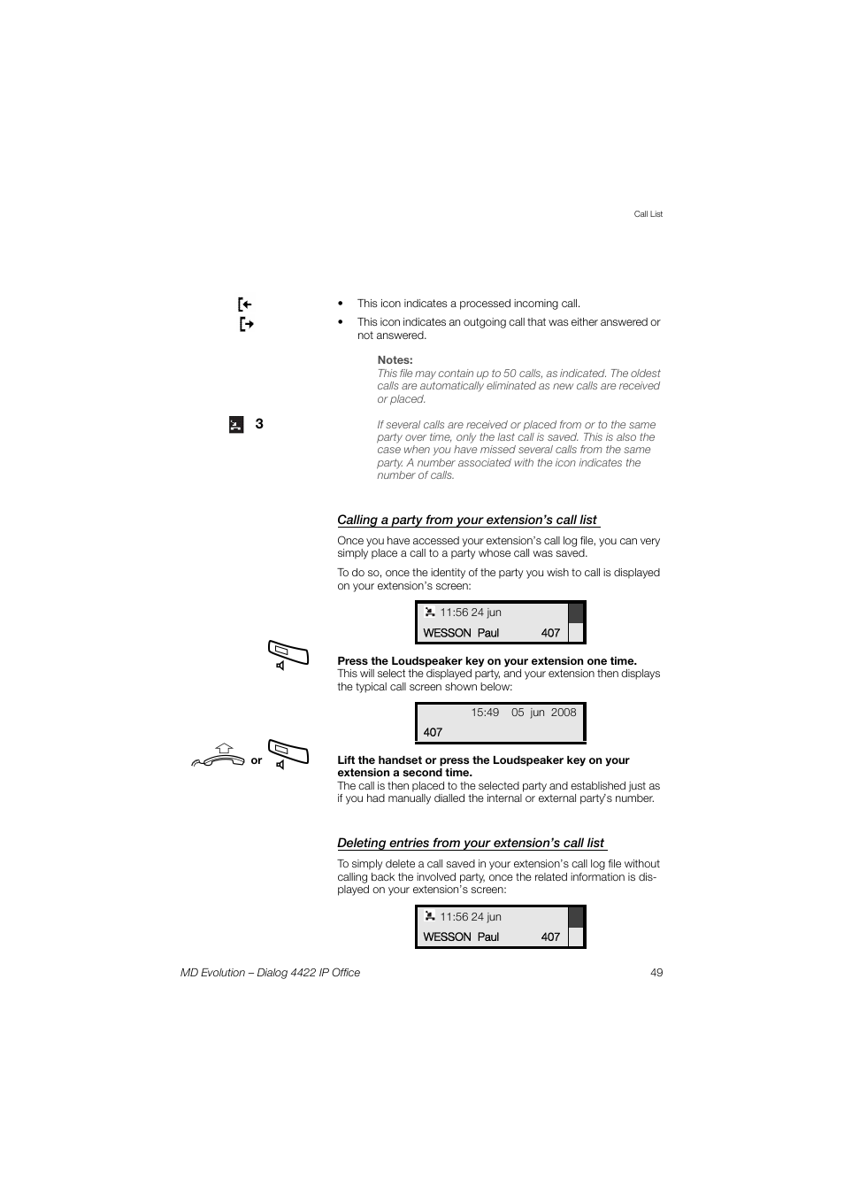 AASTRA 4422 IP Office for MD Evolution User Guide User Manual | Page 49 / 151
