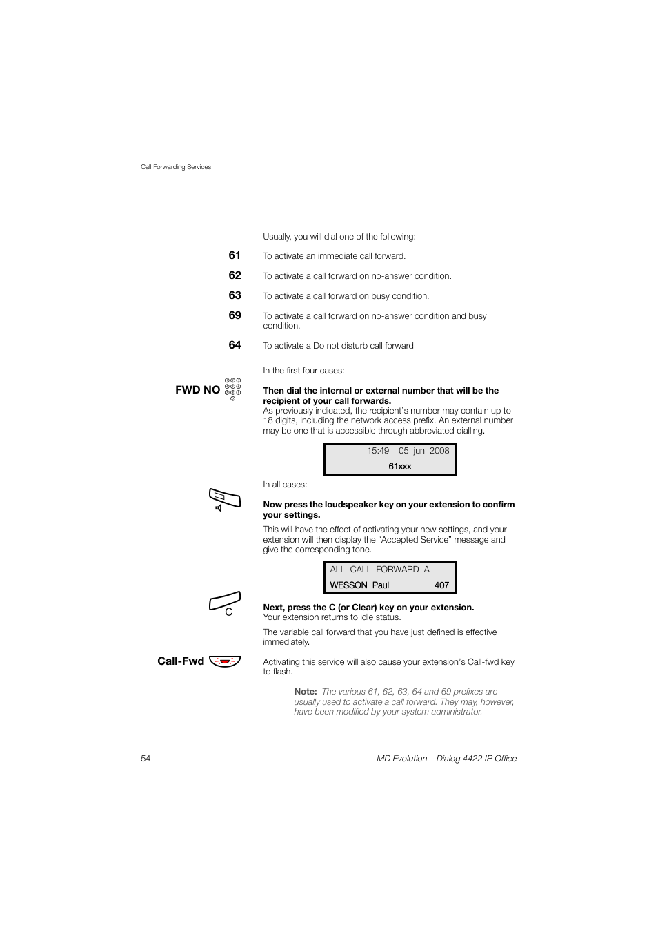 AASTRA 4422 IP Office for MD Evolution User Guide User Manual | Page 54 / 151