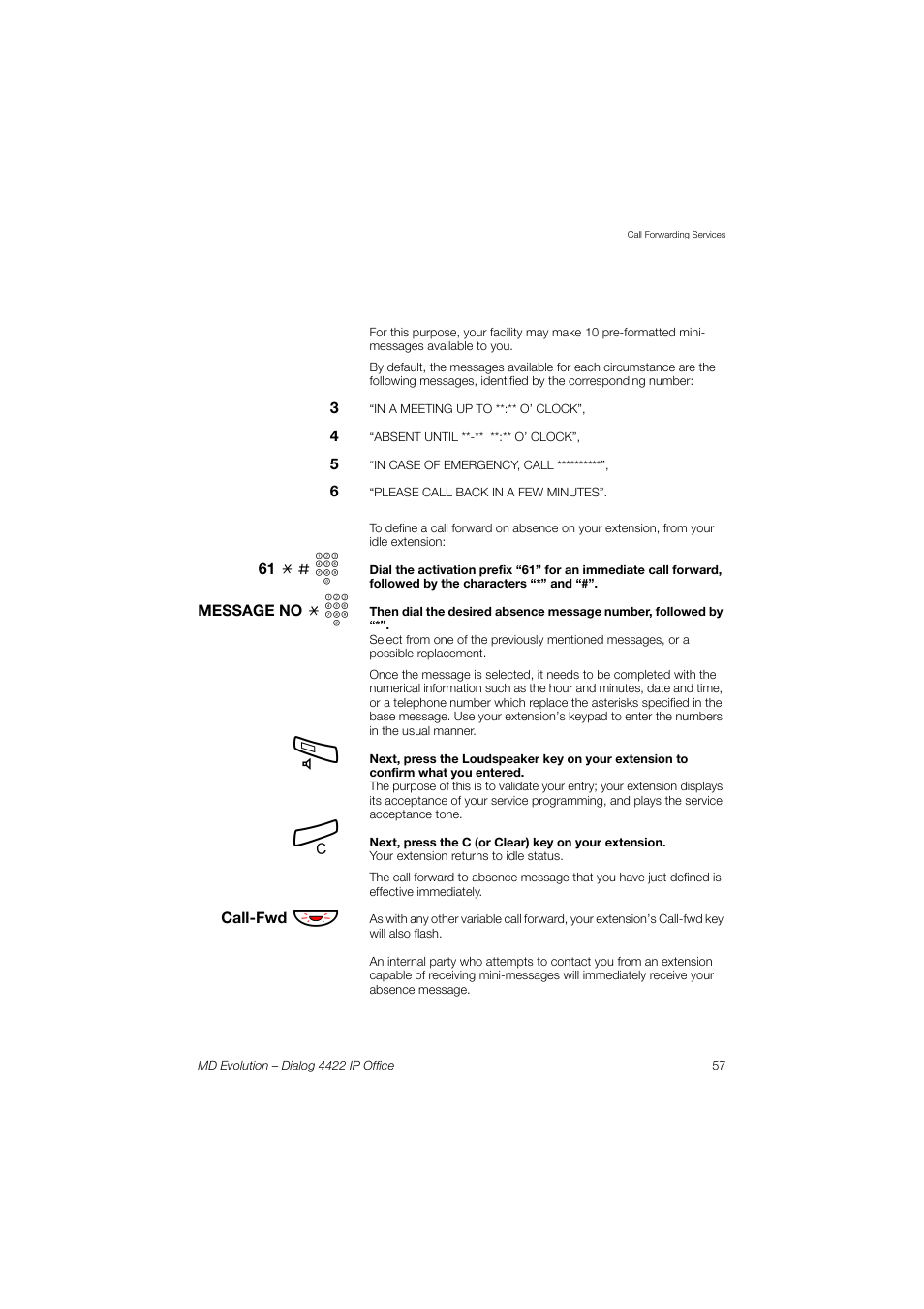 AASTRA 4422 IP Office for MD Evolution User Guide User Manual | Page 57 / 151