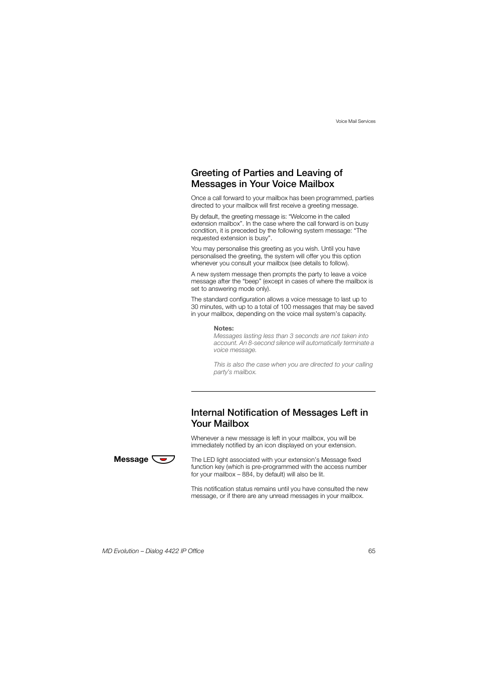 AASTRA 4422 IP Office for MD Evolution User Guide User Manual | Page 65 / 151
