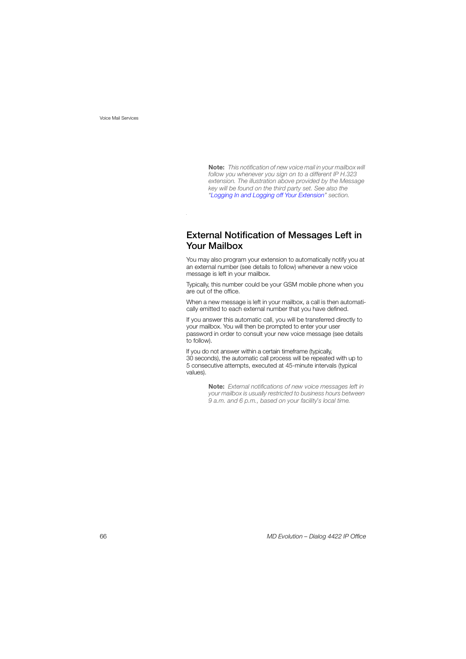 AASTRA 4422 IP Office for MD Evolution User Guide User Manual | Page 66 / 151