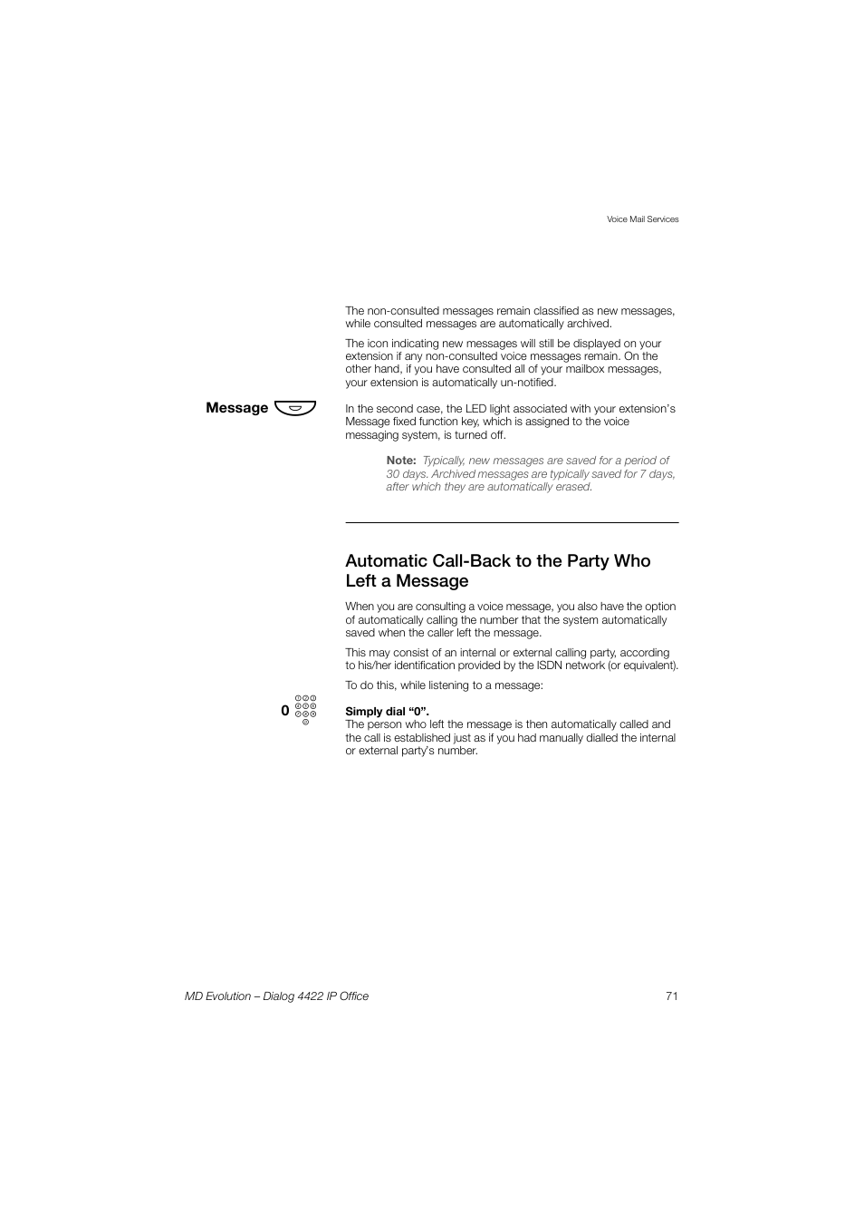 AASTRA 4422 IP Office for MD Evolution User Guide User Manual | Page 71 / 151