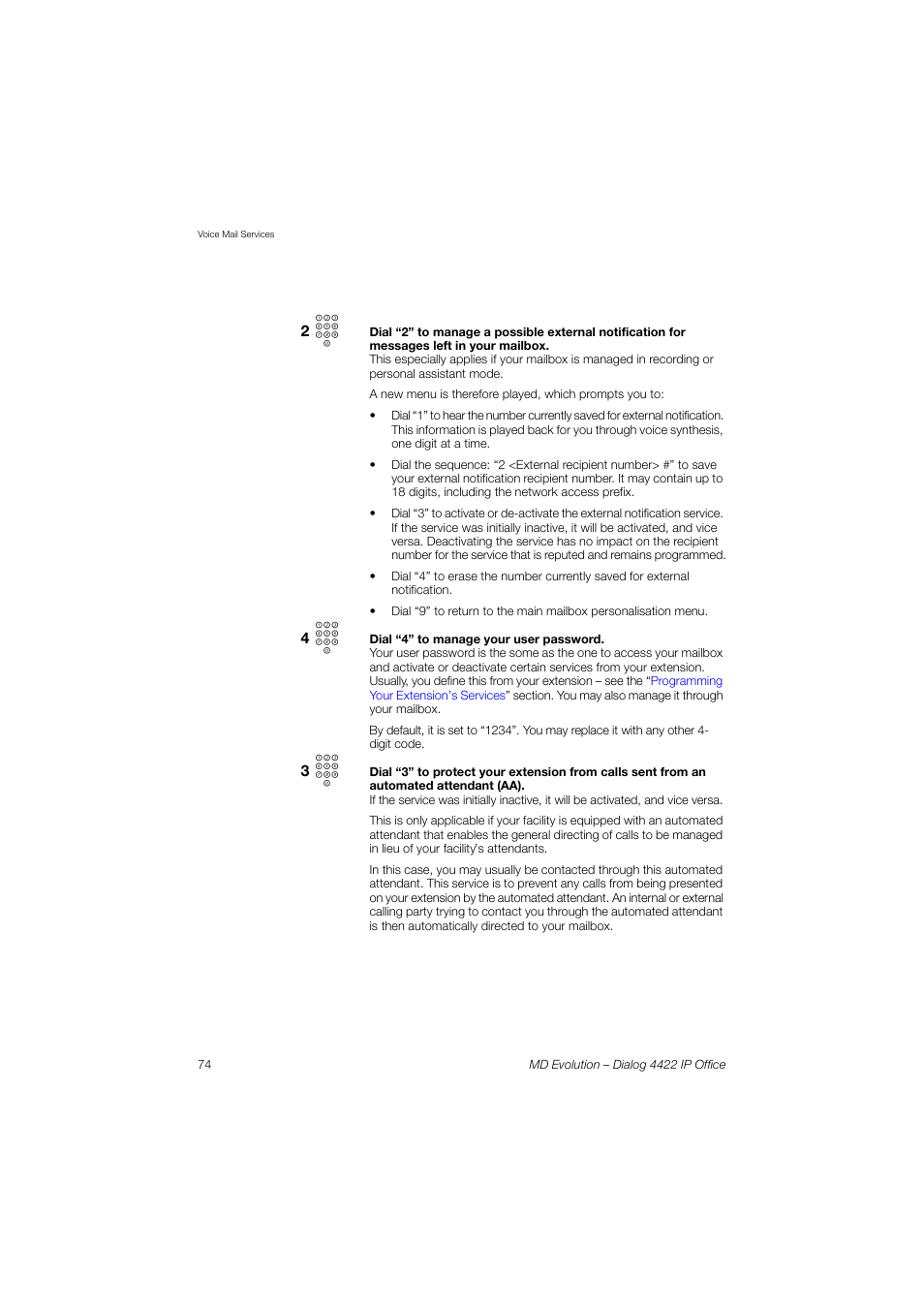 AASTRA 4422 IP Office for MD Evolution User Guide User Manual | Page 74 / 151