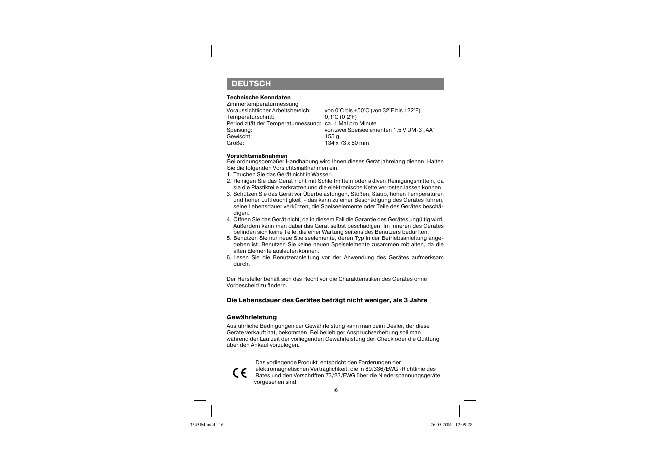 Deutsch | Vitek VT-3545 W User Manual | Page 15 / 39