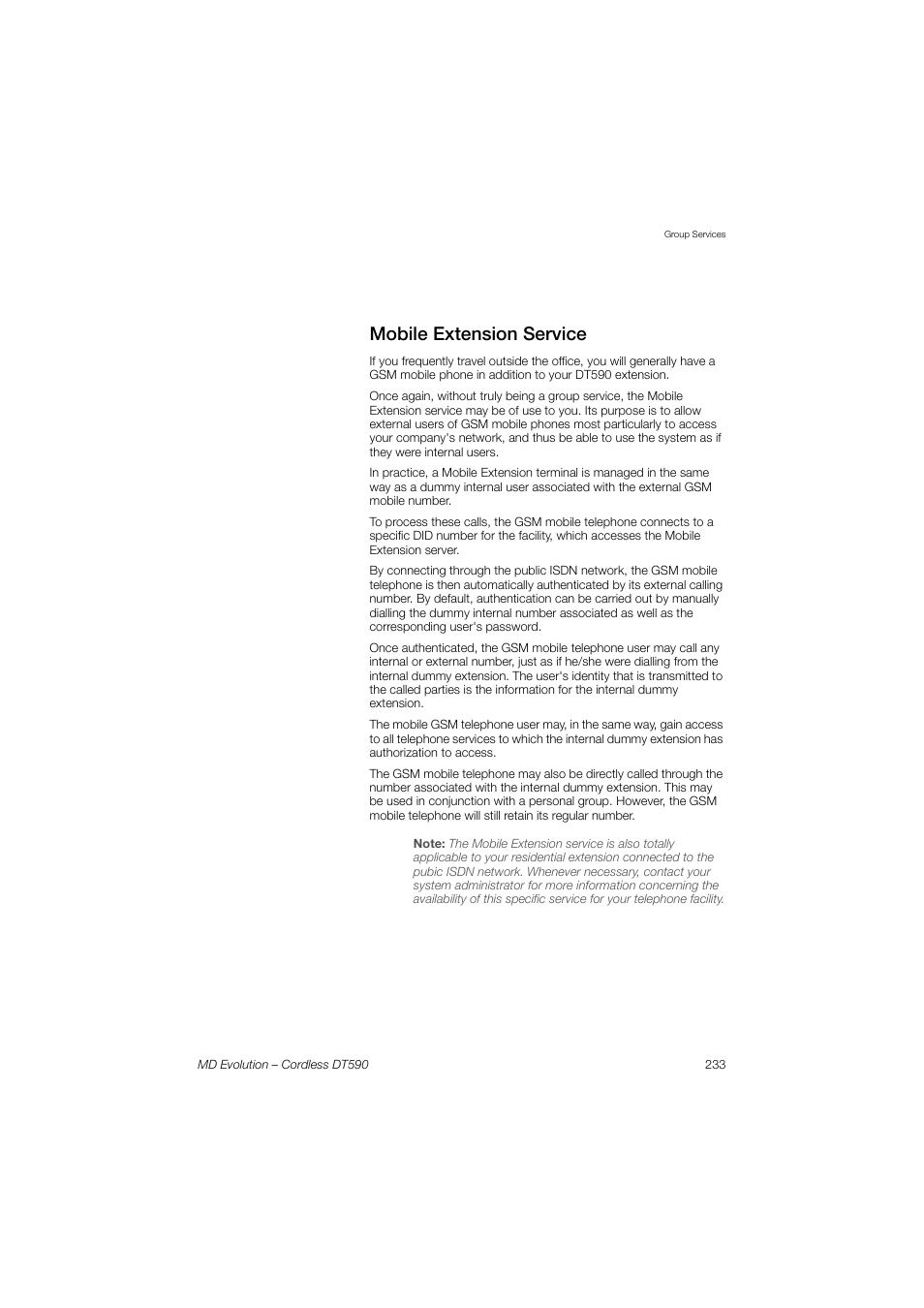 Mobile extension service | AASTRA DT590 for MD Evolution User Guide EN User Manual | Page 103 / 166