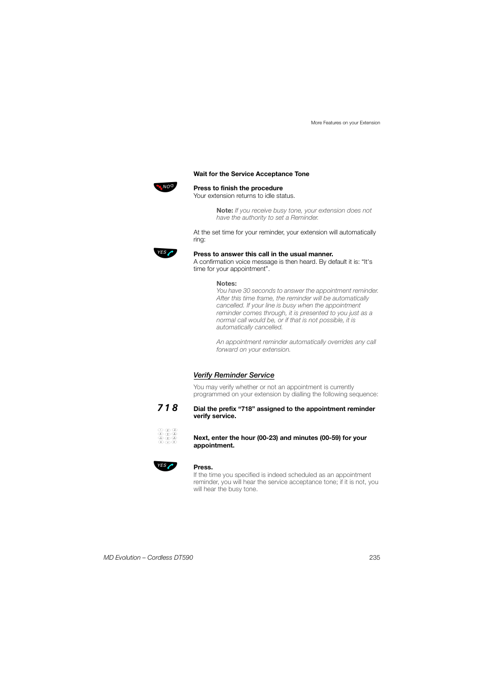 Verify reminder service | AASTRA DT590 for MD Evolution User Guide EN User Manual | Page 105 / 166