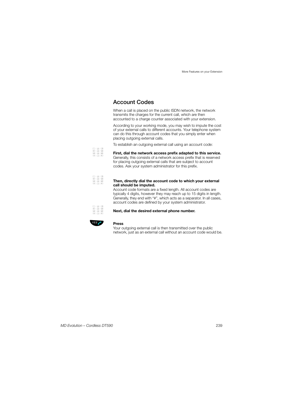 Account codes | AASTRA DT590 for MD Evolution User Guide EN User Manual | Page 109 / 166