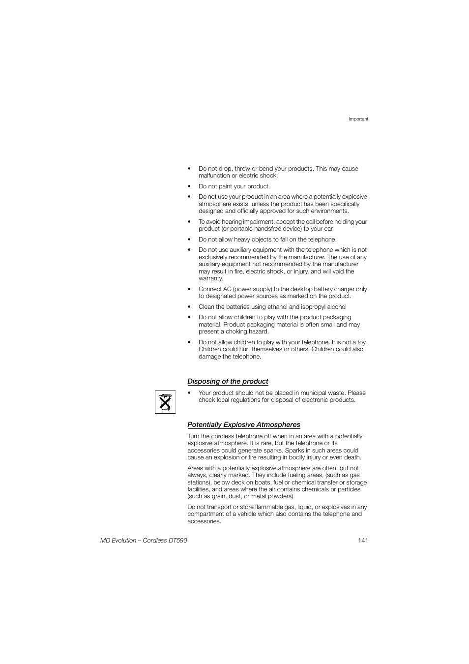 Disposing of the product, Potentially explosive atmospheres | AASTRA DT590 for MD Evolution User Guide EN User Manual | Page 11 / 166