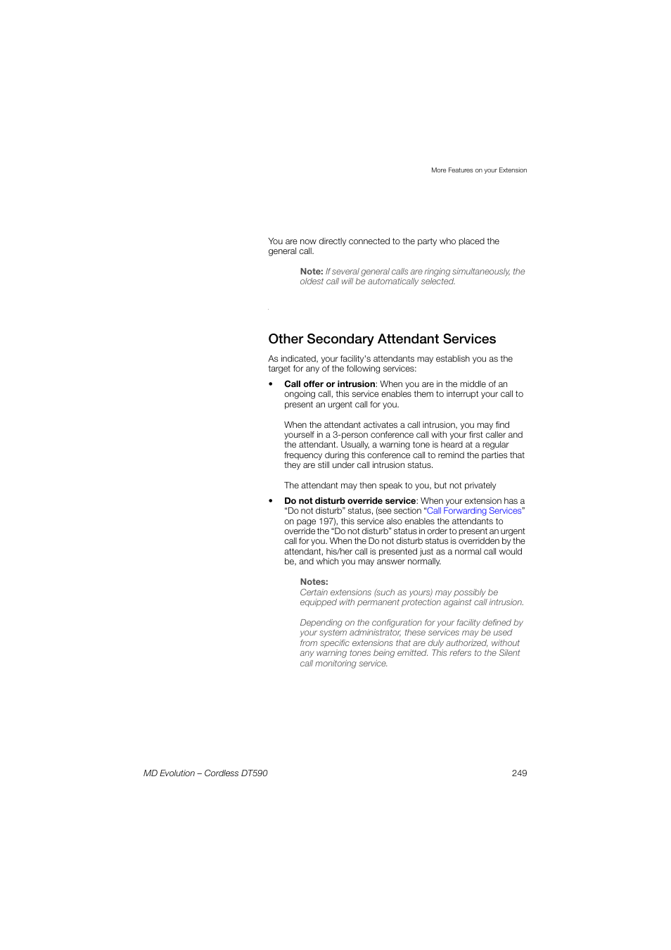Other secondary attendant services | AASTRA DT590 for MD Evolution User Guide EN User Manual | Page 119 / 166