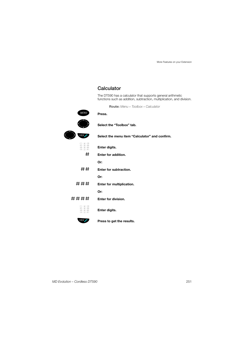 Calculator, ºь ы | AASTRA DT590 for MD Evolution User Guide EN User Manual | Page 121 / 166