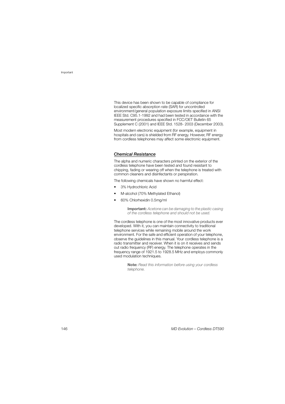 Chemical resistance | AASTRA DT590 for MD Evolution User Guide EN User Manual | Page 16 / 166