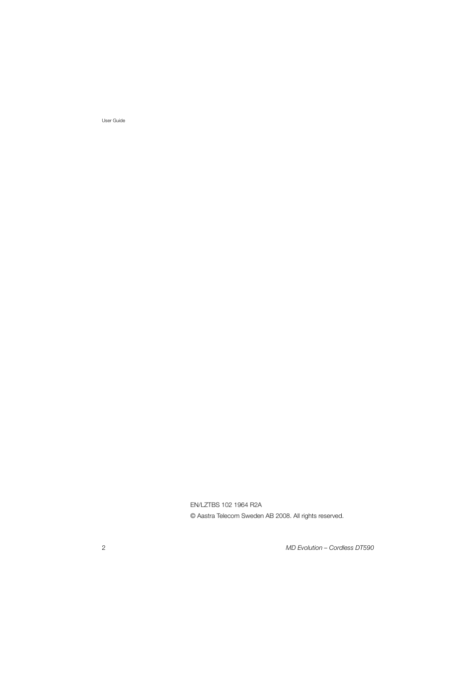 AASTRA DT590 for MD Evolution User Guide EN User Manual | Page 2 / 166