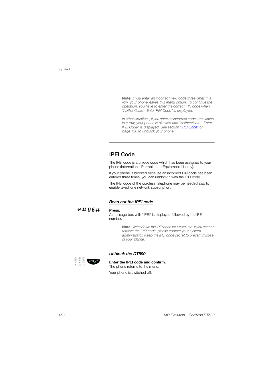 Ipei code, Read out the ipei code, Unblock the dt590 | AASTRA DT590 for MD Evolution User Guide EN User Manual | Page 20 / 166