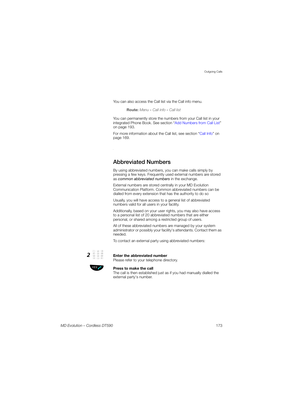 Abbreviated numbers, Ection, Abbreviated | Numbers | AASTRA DT590 for MD Evolution User Guide EN User Manual | Page 43 / 166