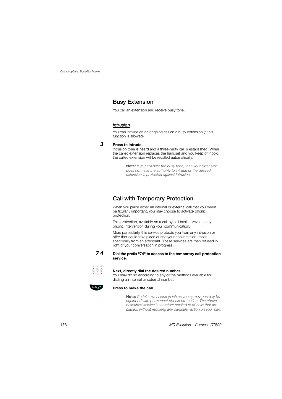 Busy extension, Intrusion, Call with temporary protection | AASTRA DT590 for MD Evolution User Guide EN User Manual | Page 46 / 166