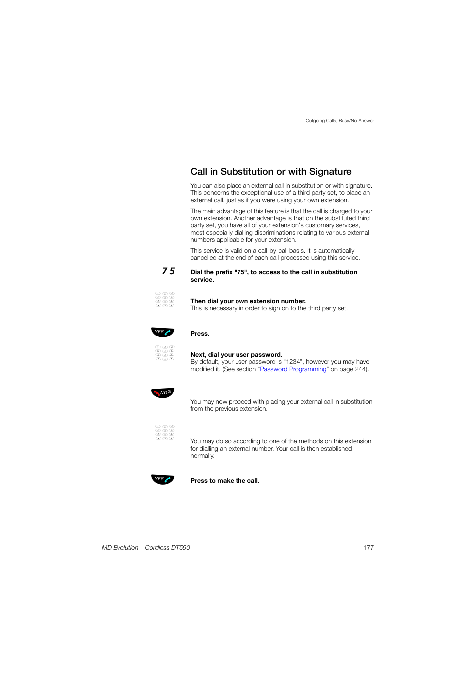 Call in substitution or with signature | AASTRA DT590 for MD Evolution User Guide EN User Manual | Page 47 / 166