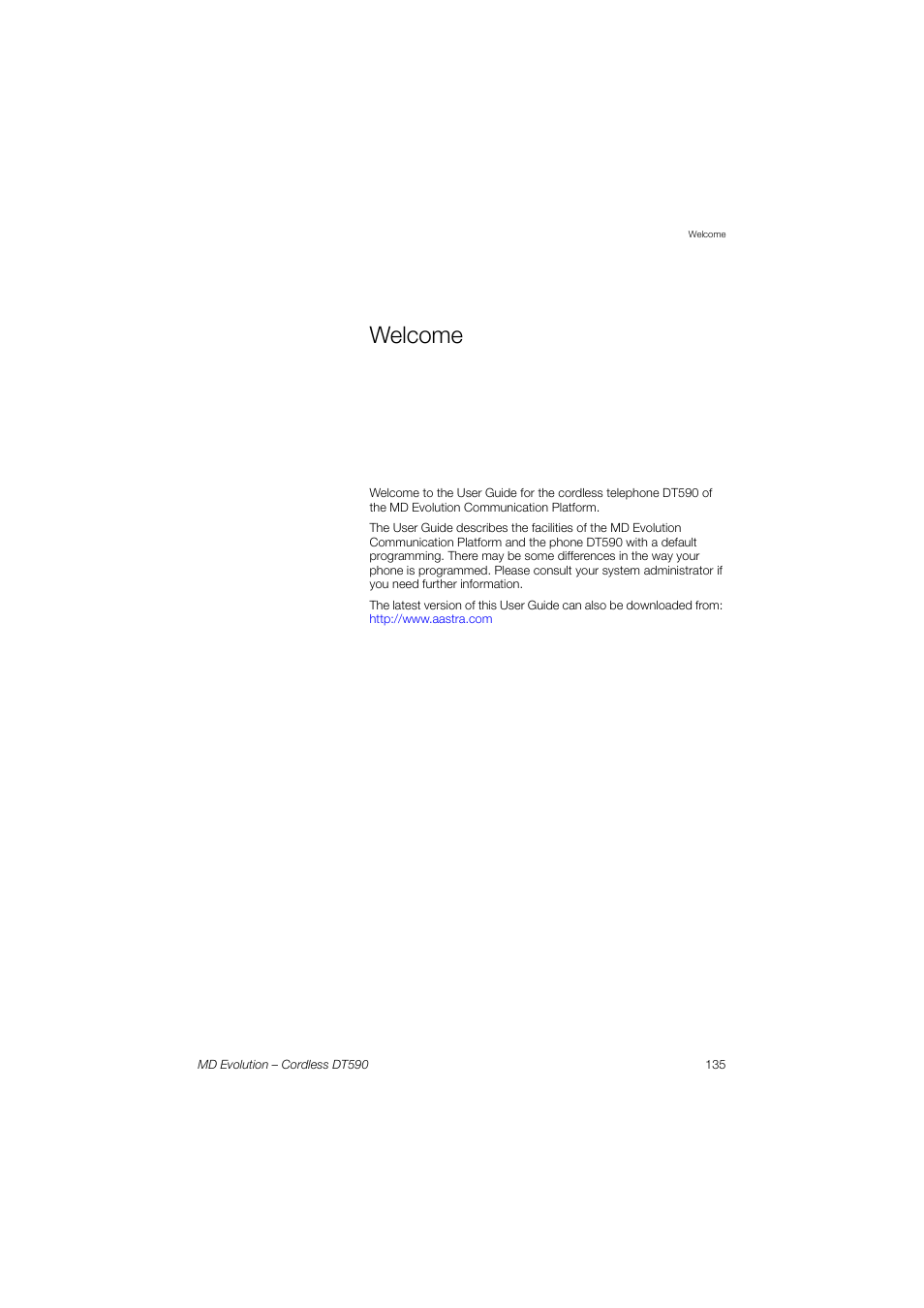 Welcome | AASTRA DT590 for MD Evolution User Guide EN User Manual | Page 5 / 166