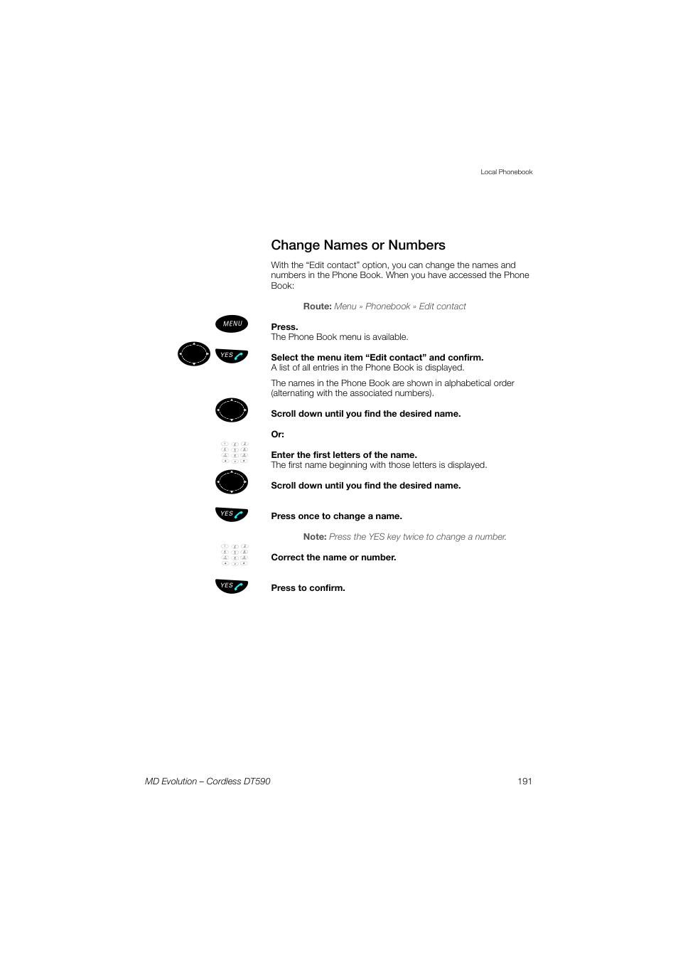 Change names or numbers, ºь ы | AASTRA DT590 for MD Evolution User Guide EN User Manual | Page 61 / 166