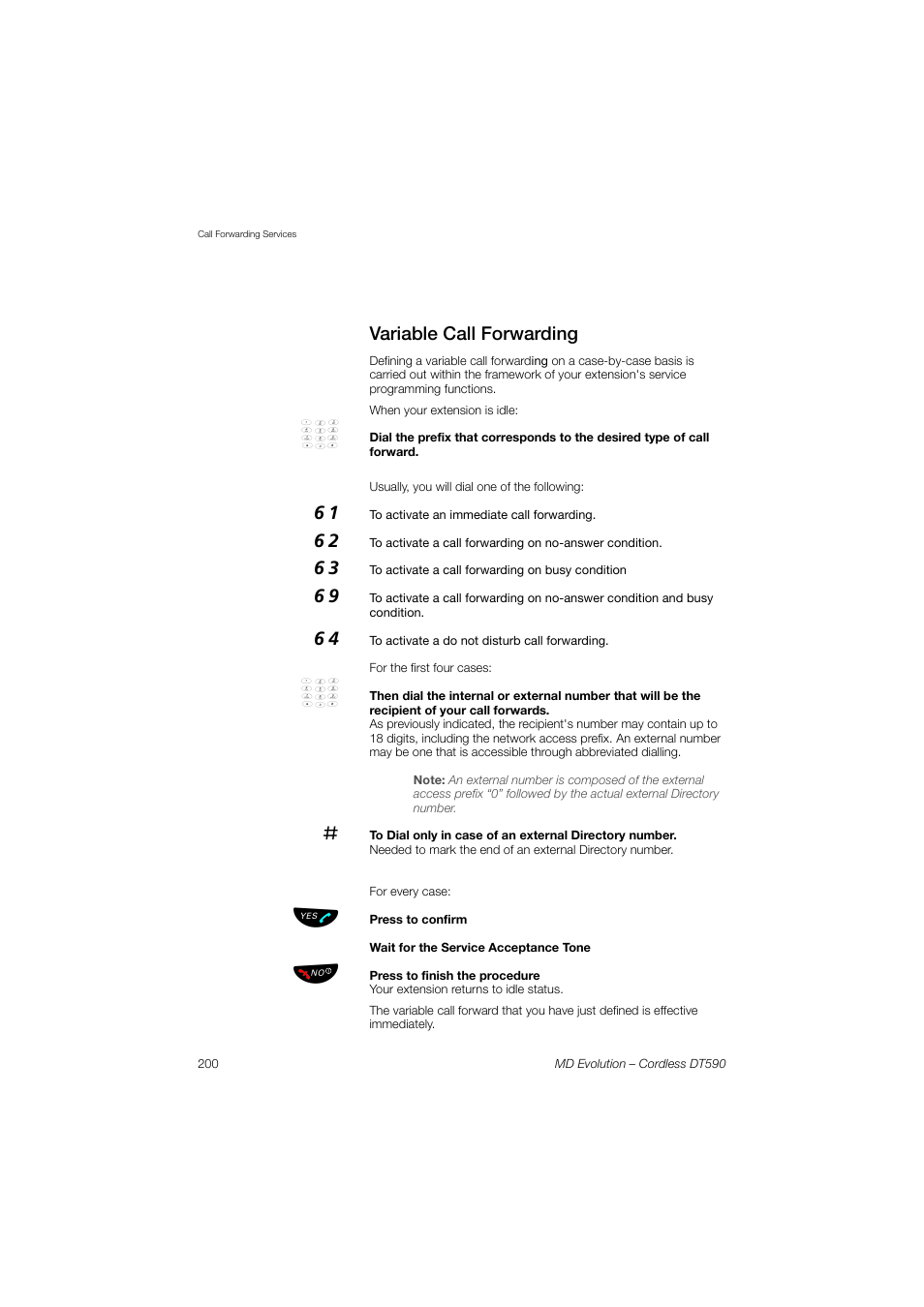 Variable call forwarding | AASTRA DT590 for MD Evolution User Guide EN User Manual | Page 70 / 166