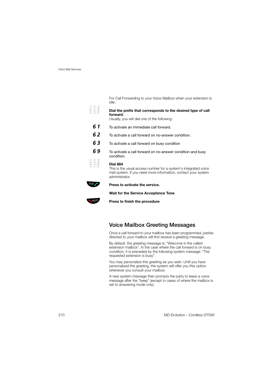 Voice mailbox greeting messages | AASTRA DT590 for MD Evolution User Guide EN User Manual | Page 80 / 166