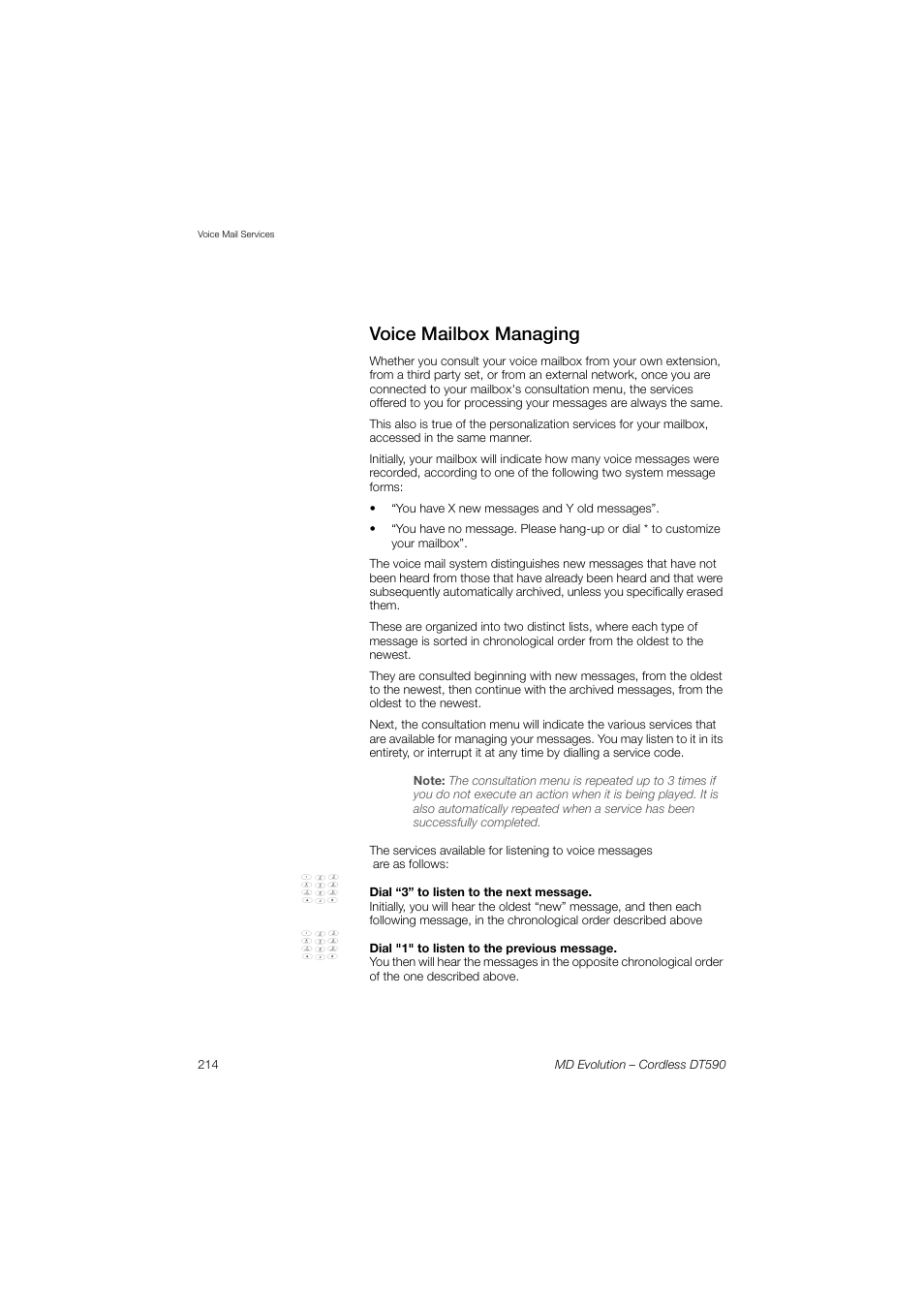 Voice mailbox managing | AASTRA DT590 for MD Evolution User Guide EN User Manual | Page 84 / 166