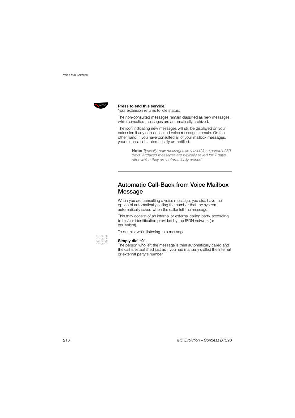 Automatic call-back from voice mailbox message | AASTRA DT590 for MD Evolution User Guide EN User Manual | Page 86 / 166