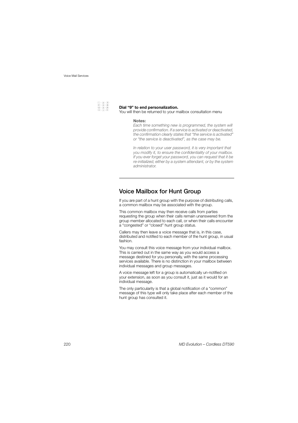 Voice mailbox for hunt group | AASTRA DT590 for MD Evolution User Guide EN User Manual | Page 90 / 166