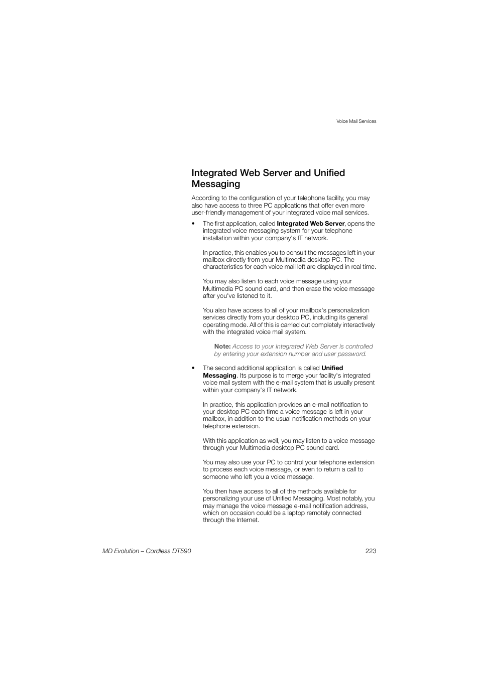 Integrated web server and unified messaging | AASTRA DT590 for MD Evolution User Guide EN User Manual | Page 93 / 166