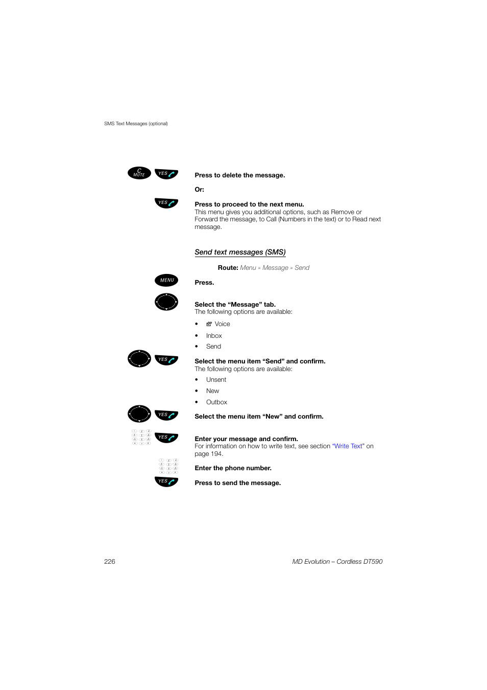Send text messages (sms), ºь ы | AASTRA DT590 for MD Evolution User Guide EN User Manual | Page 96 / 166
