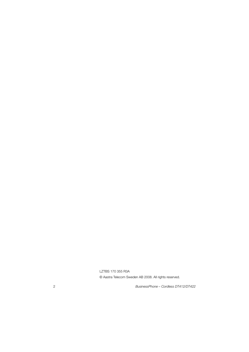 AASTRA DT4x2 for BusinessPhone Quick Reference Guide User Manual | Page 2 / 36