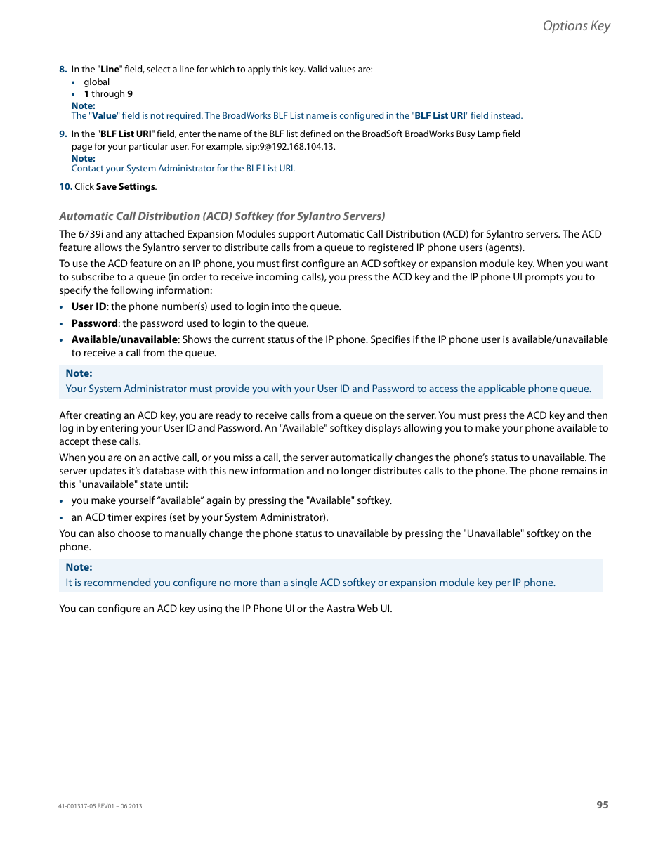 Options key | AASTRA 6739i User Guide EN User Manual | Page 101 / 214