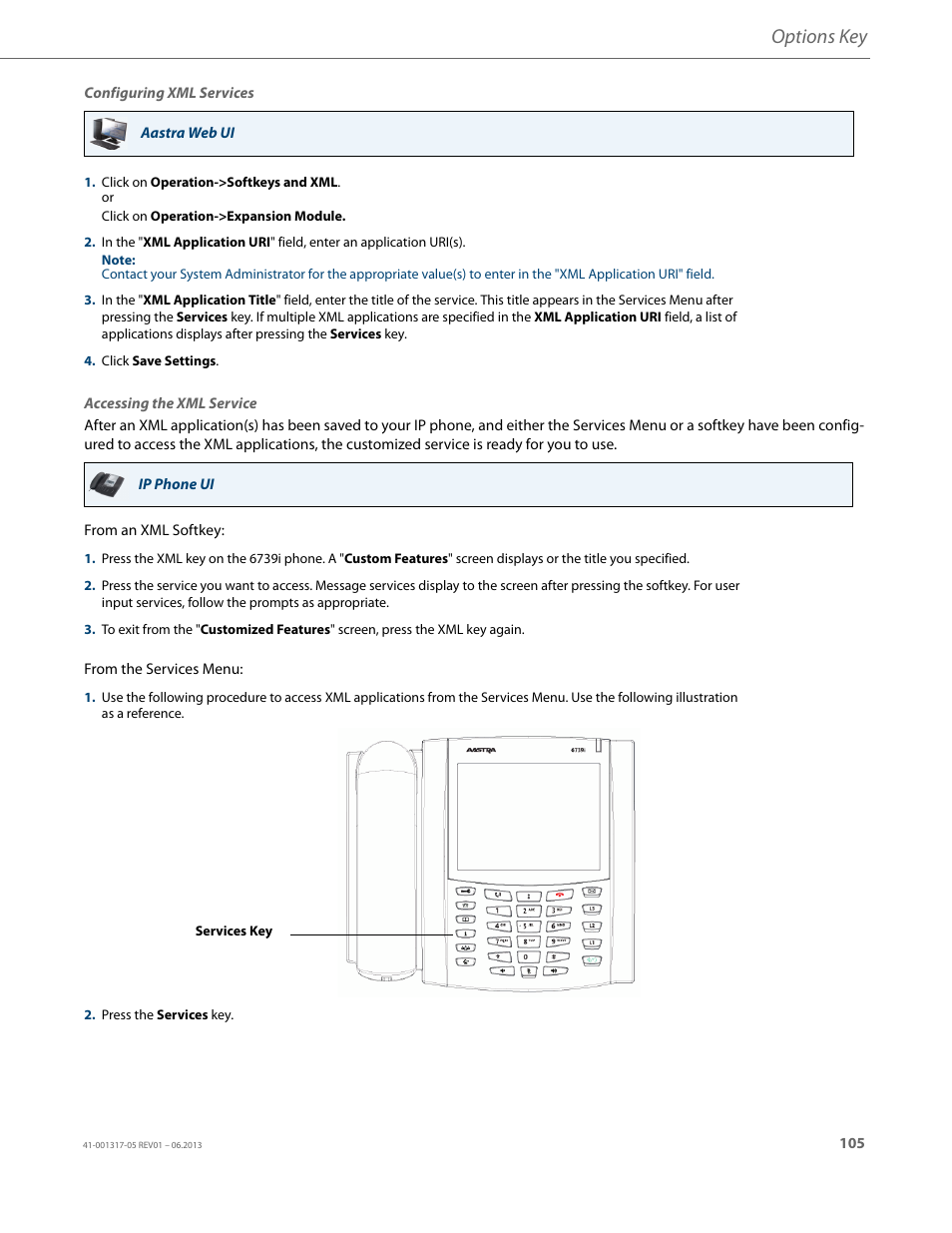 Options key | AASTRA 6739i User Guide EN User Manual | Page 111 / 214