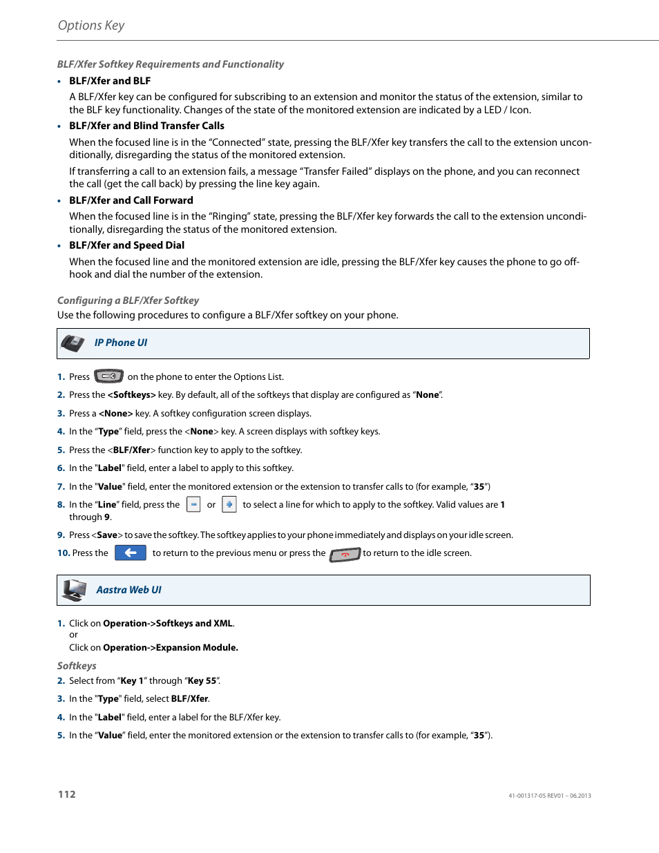 Options key | AASTRA 6739i User Guide EN User Manual | Page 118 / 214