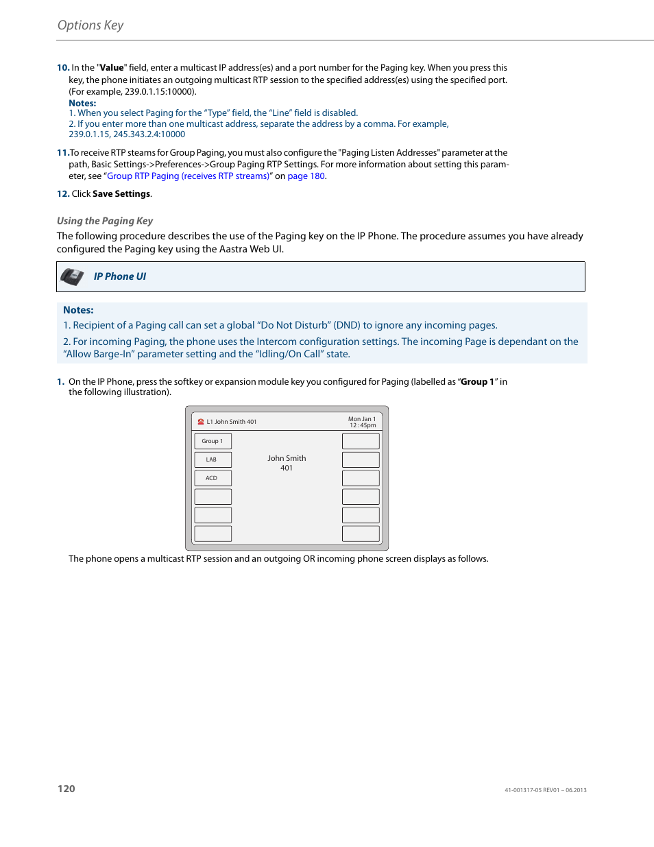Options key | AASTRA 6739i User Guide EN User Manual | Page 126 / 214
