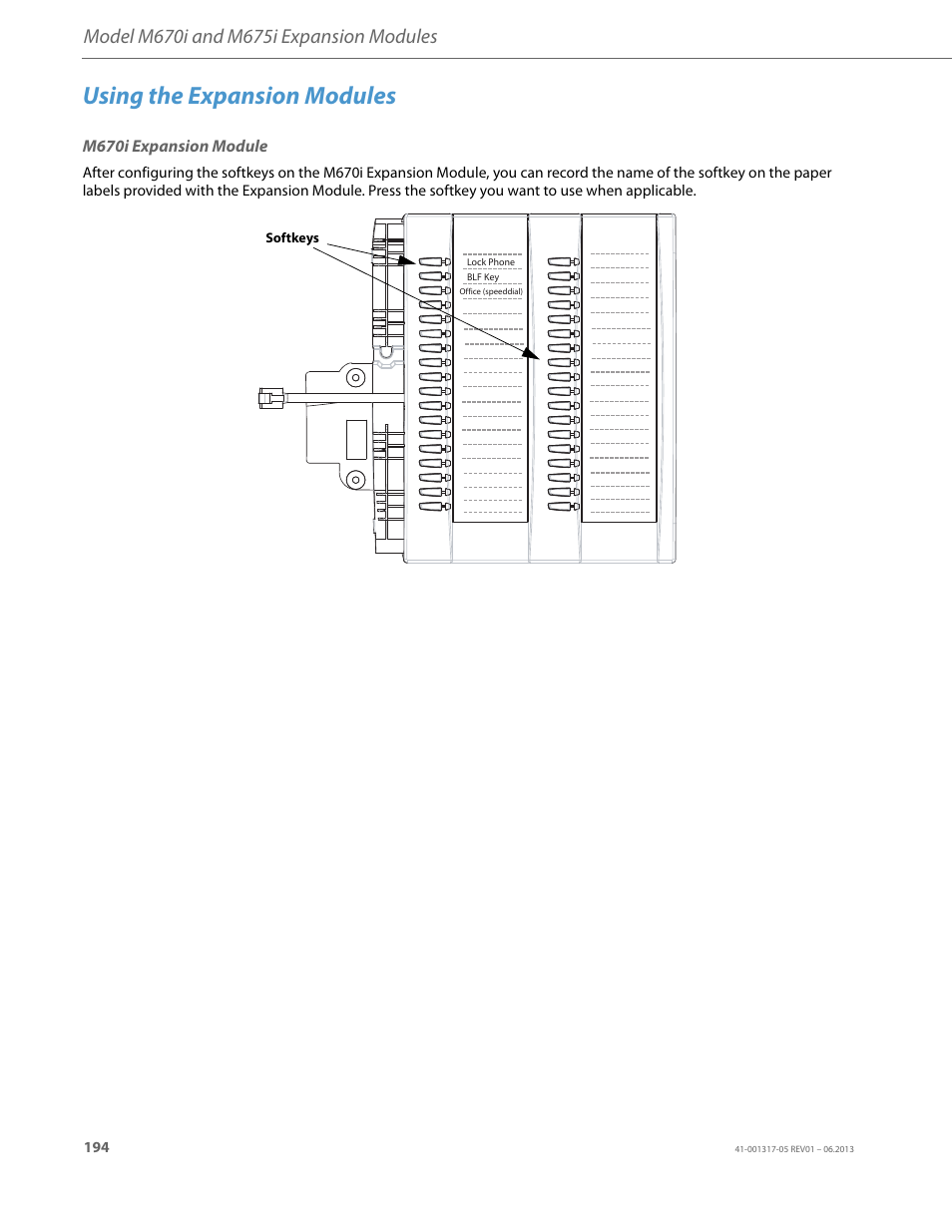 Using the expansion modules, M670i expansion module | AASTRA 6739i User Guide EN User Manual | Page 200 / 214